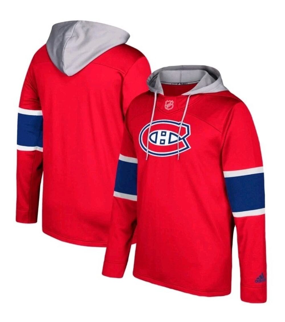 Men's Montreal Canadiens Adidas Silver Jersey Pullover Hoodie Red - Medium